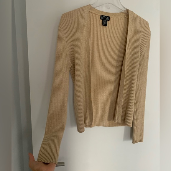 NY&CO Women’s Gold and Shimmer Cardigan (Size: M) - Picture 3 of 6